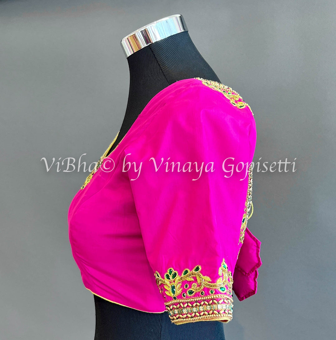 Blouses - Rani Pink Hand Embroidered Blouse