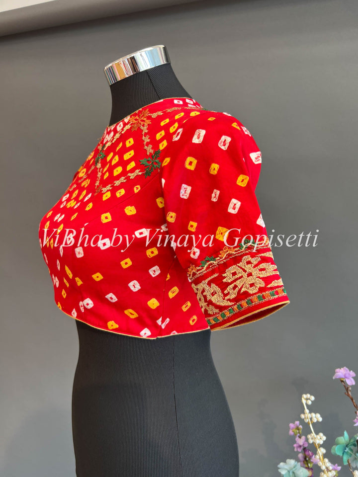 Blouses - Red Bandhani Embroidered Blouse