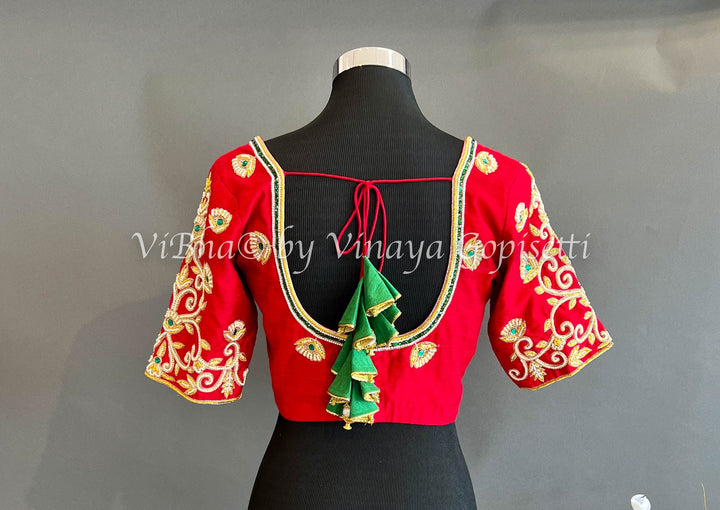 Blouses - Red Hand Embroidered Blouse