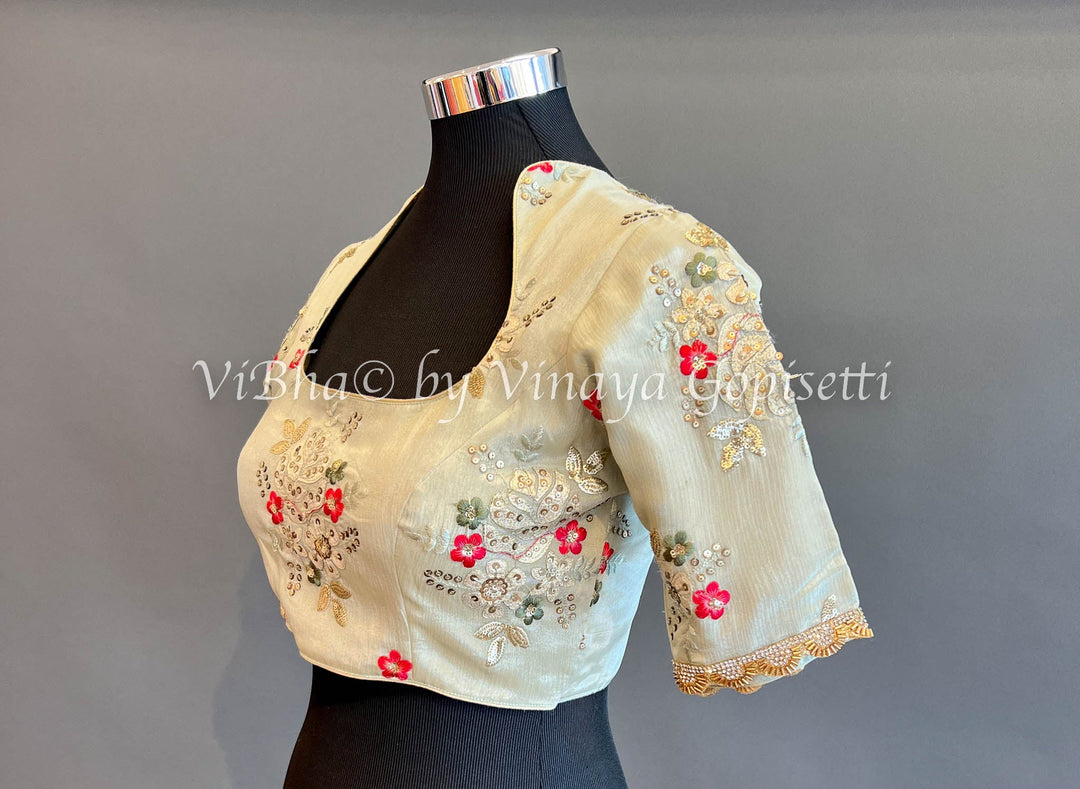 Blouses - Sage Green Embroidered Blouse
