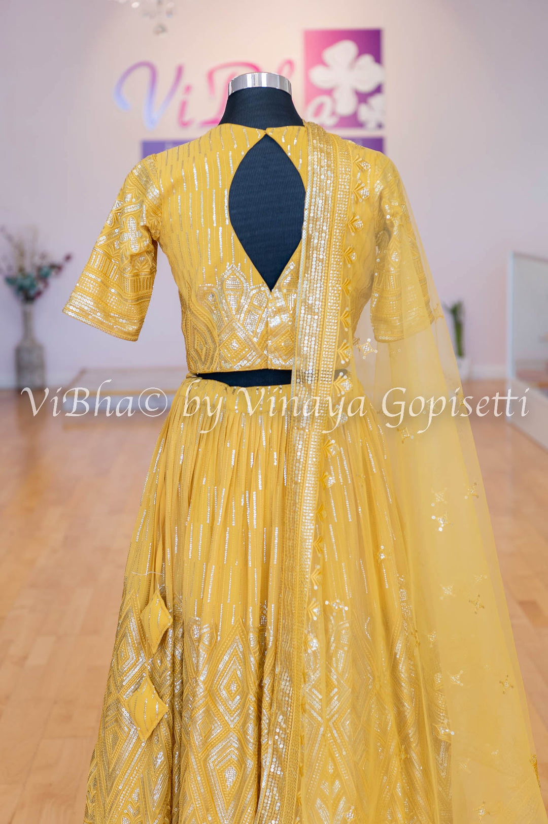Bridal Lehengas - Mustard Yellow Kundan And Cut Dana Embroidered Lehenga Set
