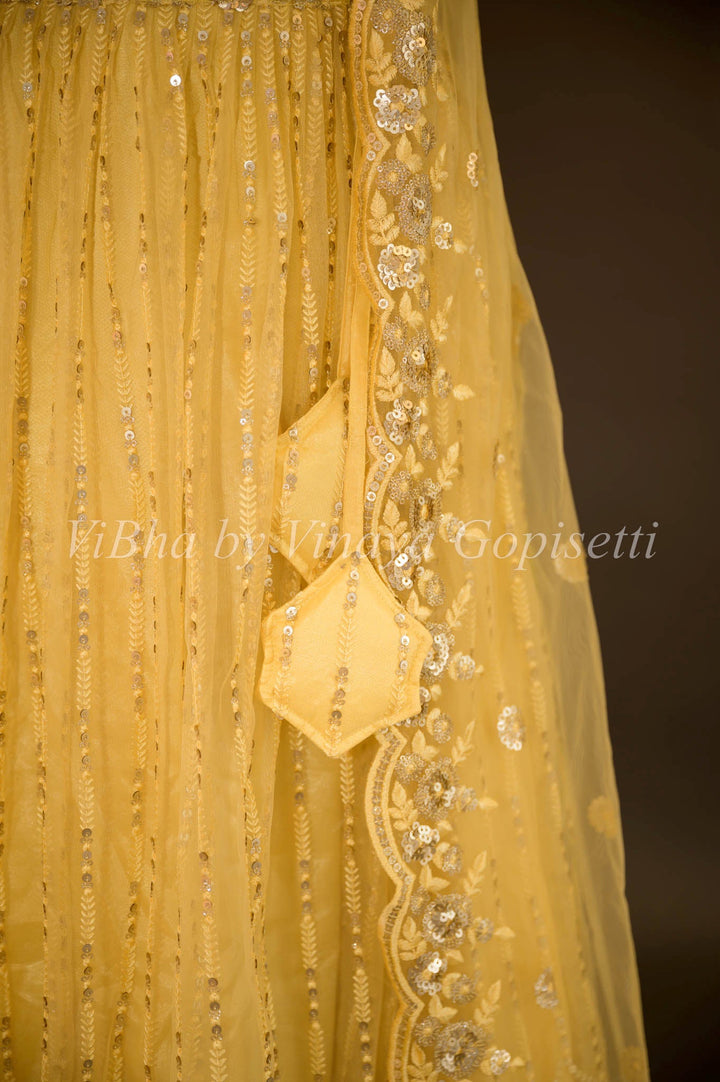 Bridal Lehengas - Pale Yellow Embroidered Lehenga With Detachable Jacket