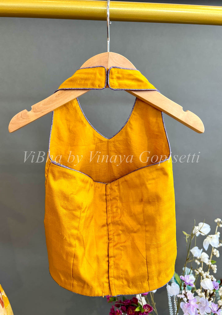Dresses - Violet And Yellow Ikkat Silk Skirt And Top