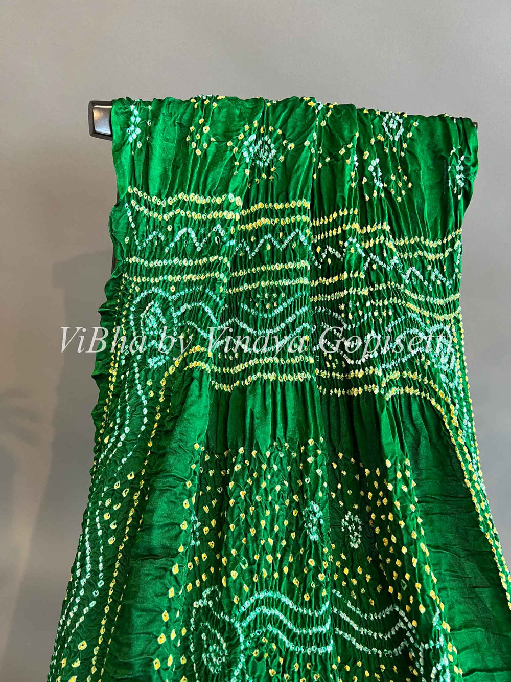 Dupatta - Green Bandhej Silk Dupatta