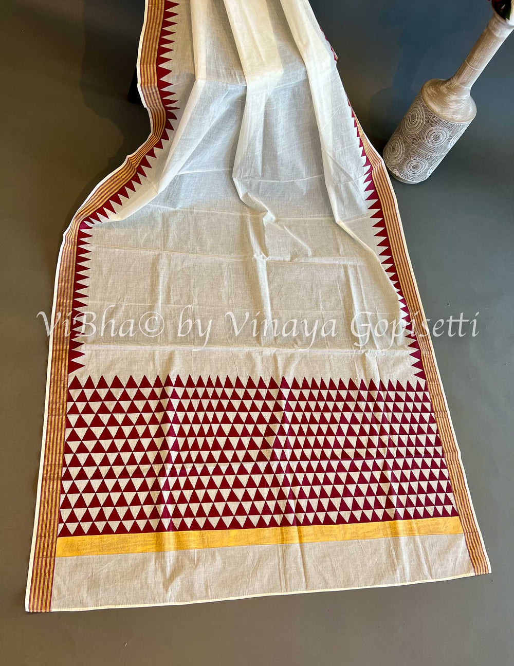 Dupatta - Hand Painted Kerala Kesavu Cotton Dupatta