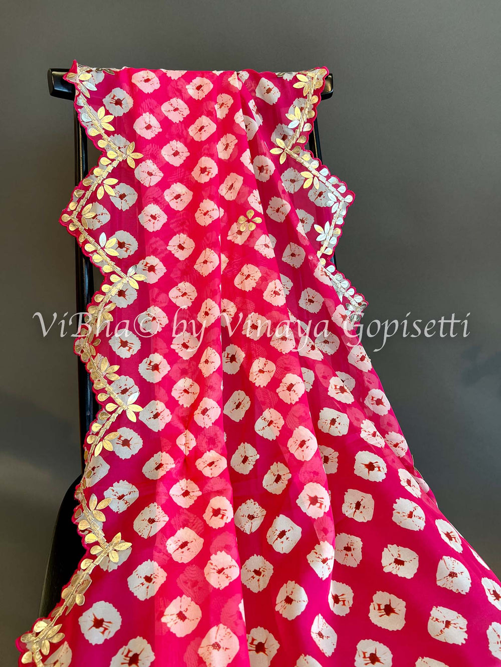 Dupatta - Pink Organza Tie And Dye Dupatta