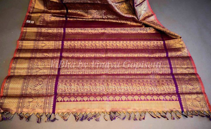 Dupatta - Purple Tissue Kanchi Silk Dupatta