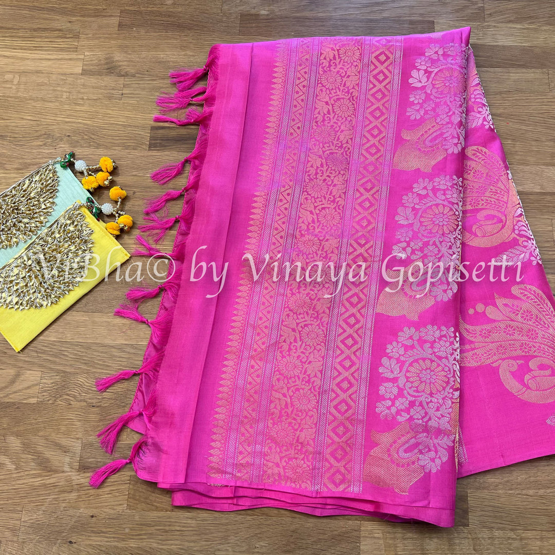 Kanchi Soft Silk Sarees - Pink Soft Silk Kanchipattu Saree