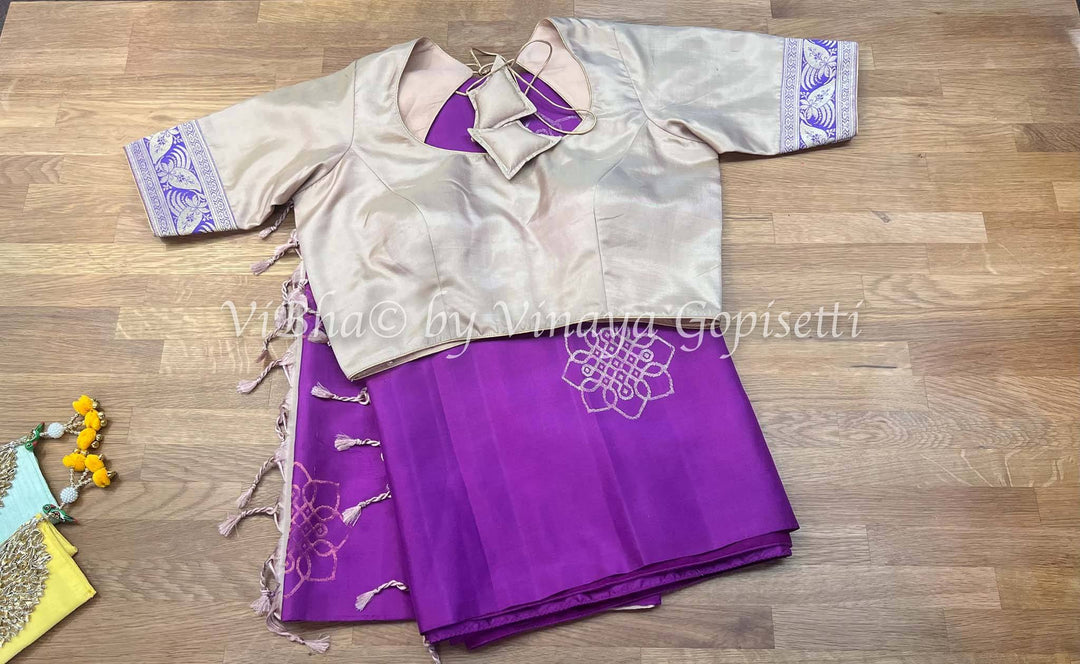 Kanchi Soft Silk Sarees - Purple And Beige Kanchipattu Saree
