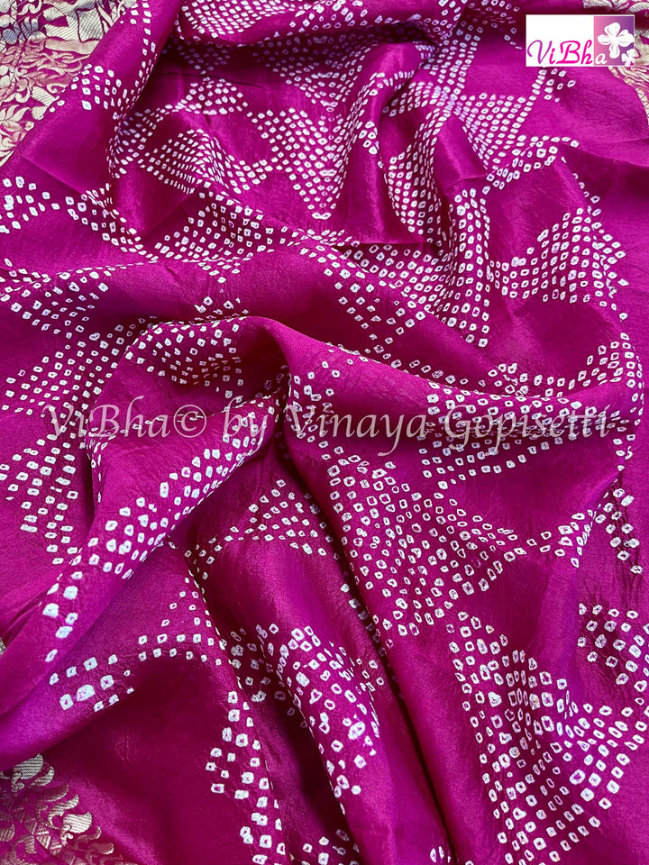 KanchiBandhni Sarees - Magenta Pink Kanchi Bandhni