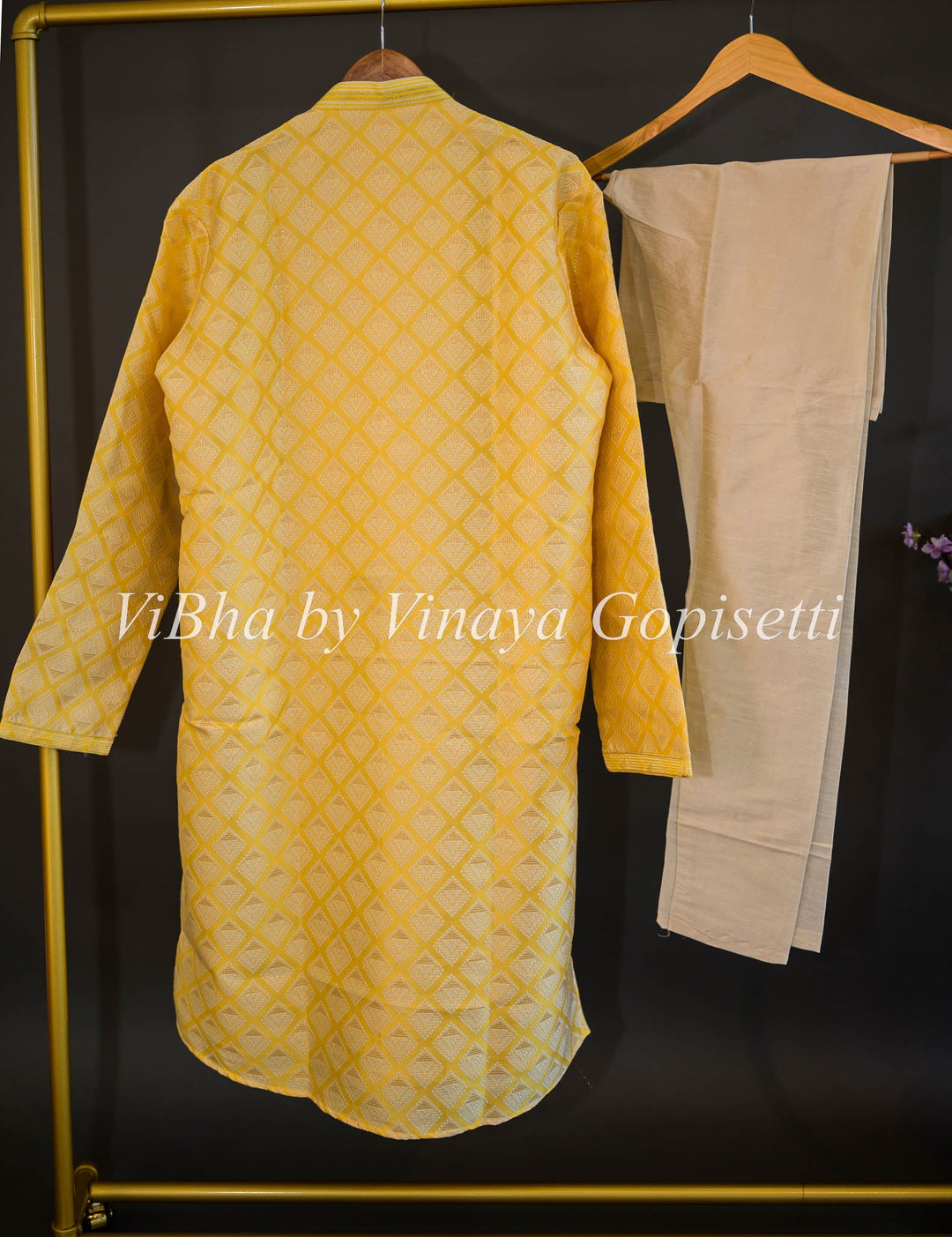 Men's Wear - Bright Yellow Kurta With Bottom