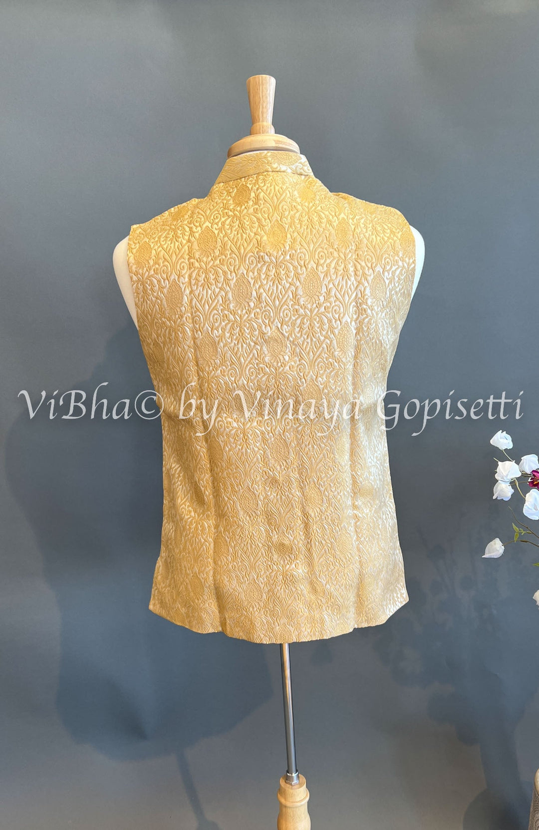 Mens Wear - Gold Benares Brocade Vest