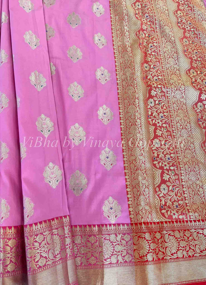 Sarees - Light Pink And Gold Kanjivaram Saree