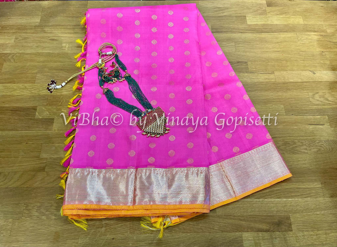 Sarees - Pink And Yellow Kanchipattu Saree