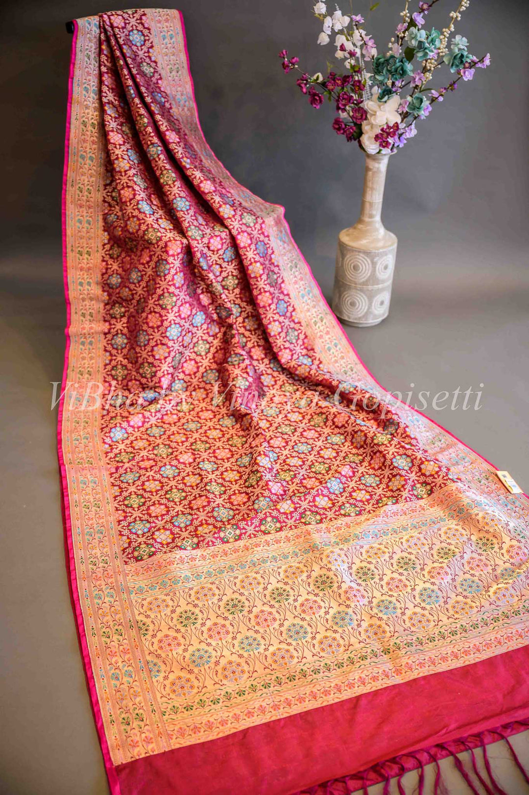 Sarees - Pink Gharchola Weave Banarasi Saree