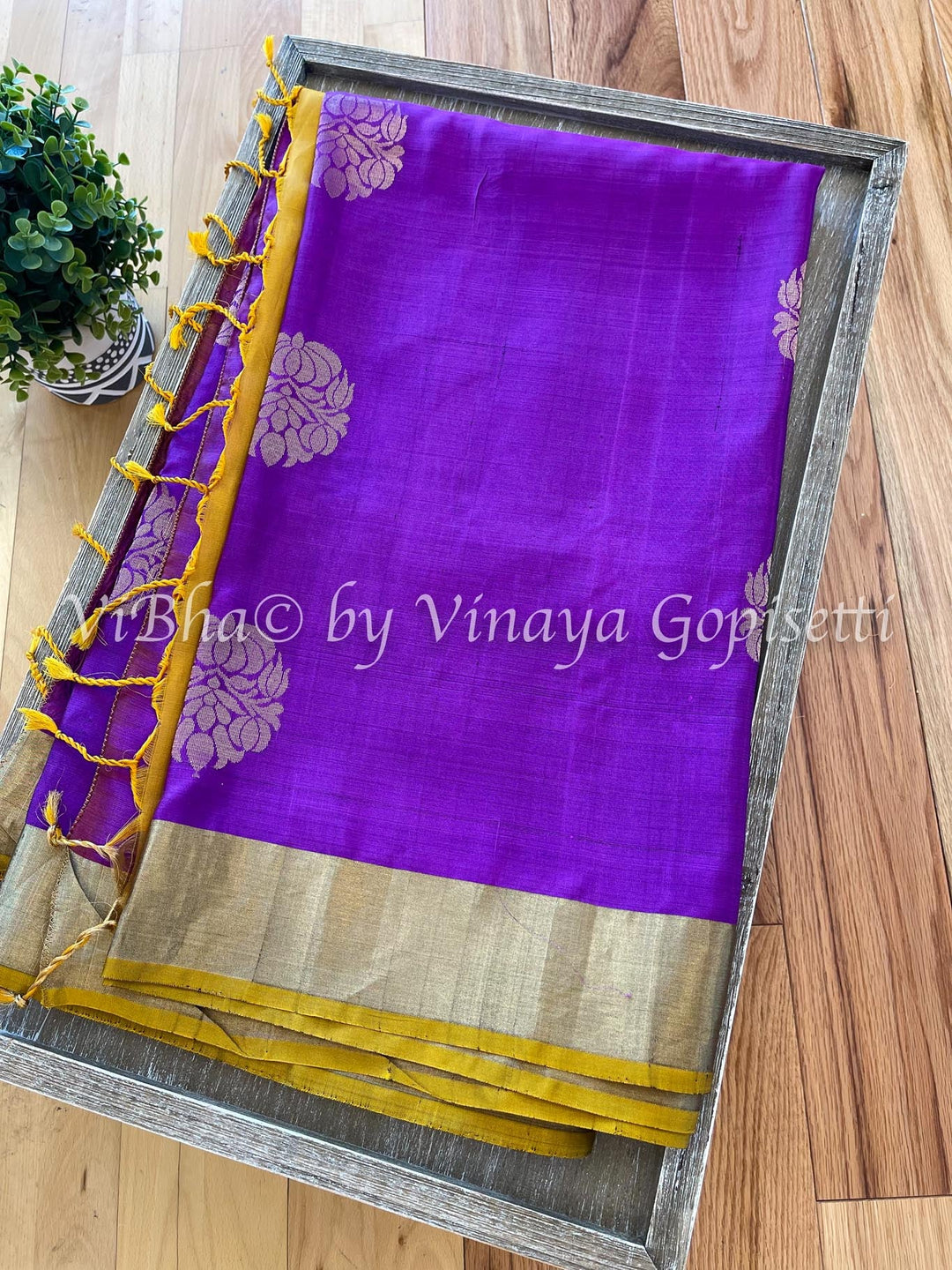 Sarees - Purple And Yellow Kaddi Border Kanchi Soft Silk Saree