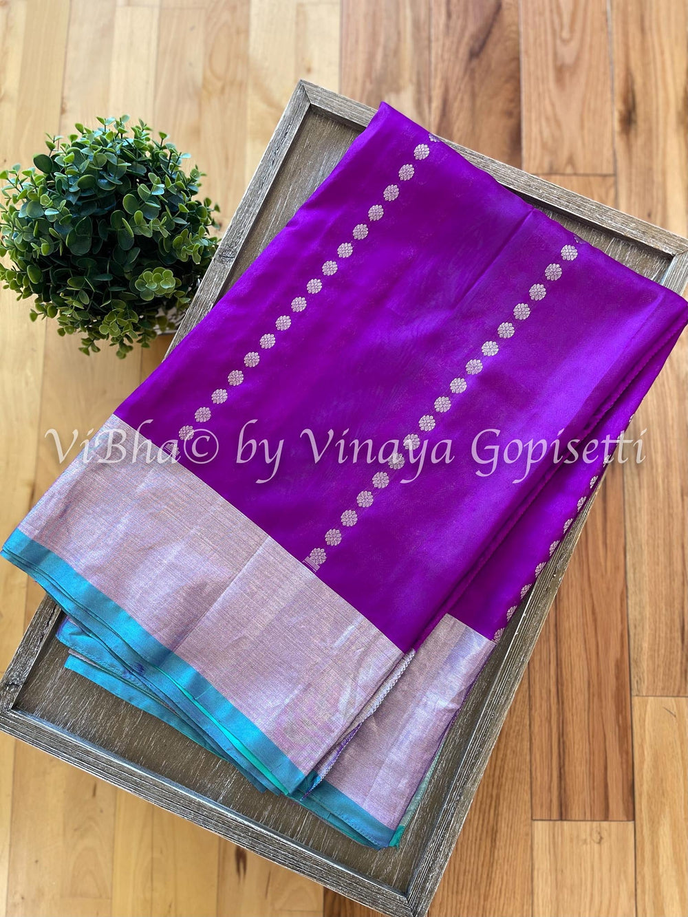 Sarees - Purple & Turquoise Venkatagiri Silk Saree
