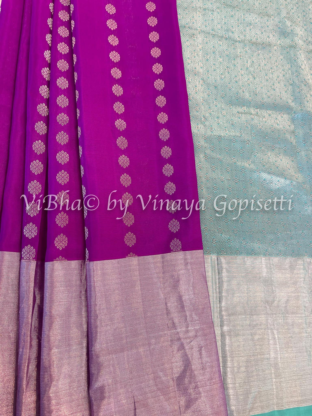 Sarees - Purple & Turquoise Venkatagiri Silk Saree