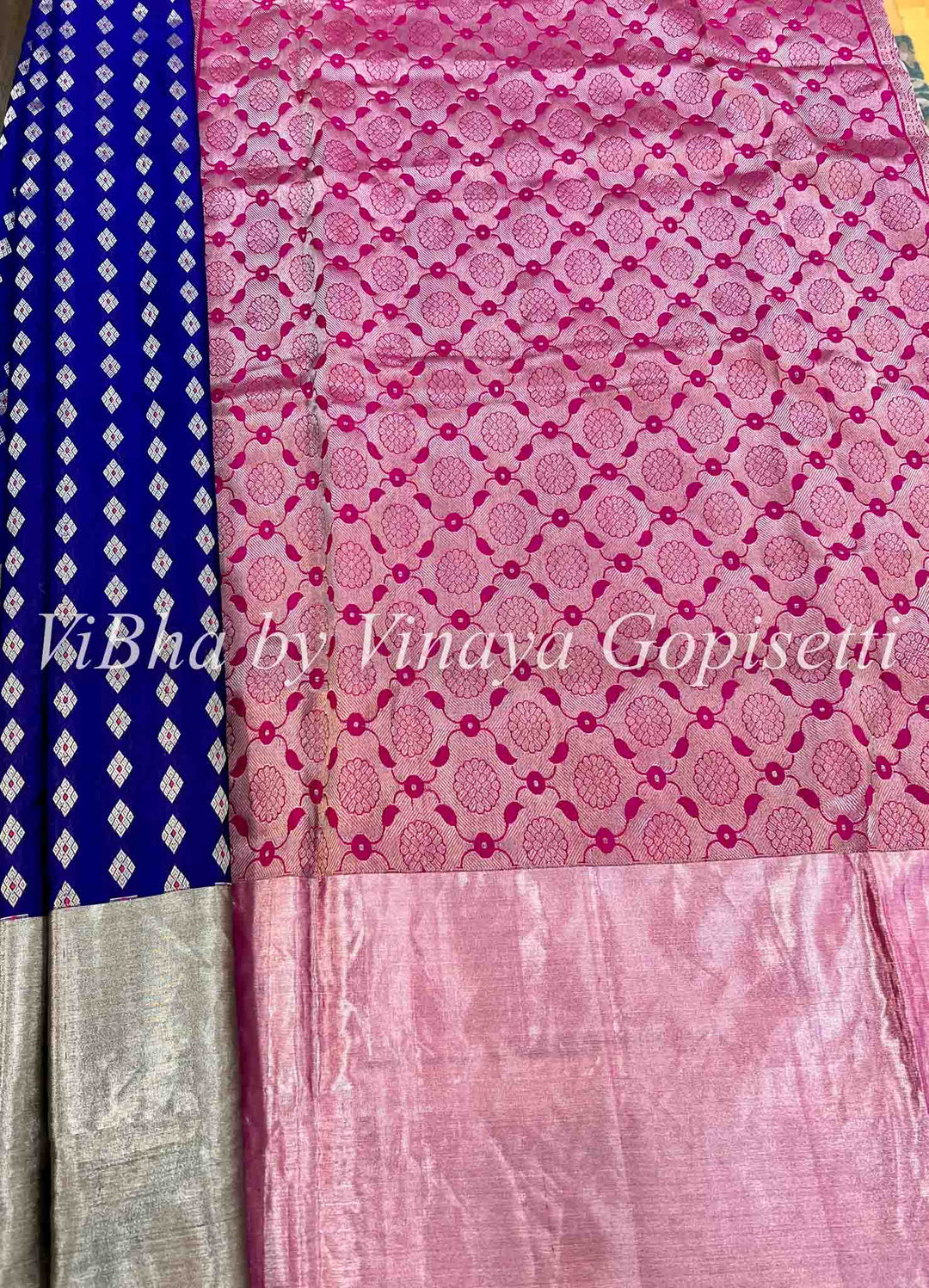 Sarees - Royal Blue & Pink Venkatagiri Silk Saree