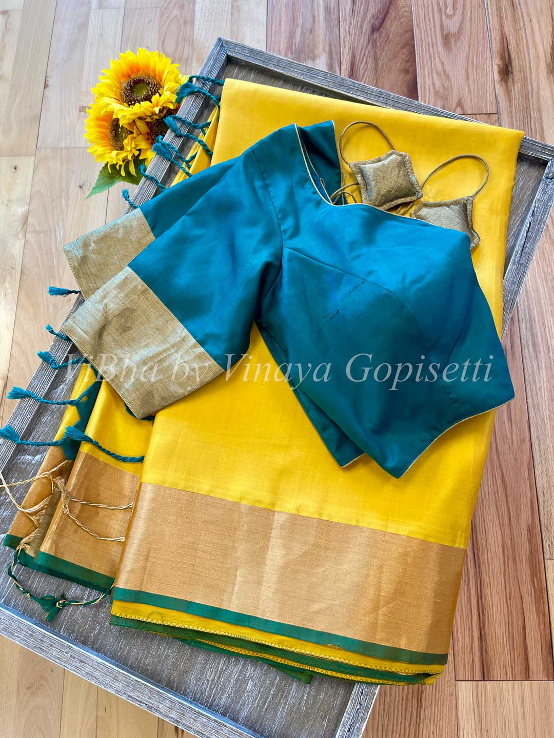 Sarees - Yellow And Bottle Green Kaddi Border Kanchi Soft Silk Saree