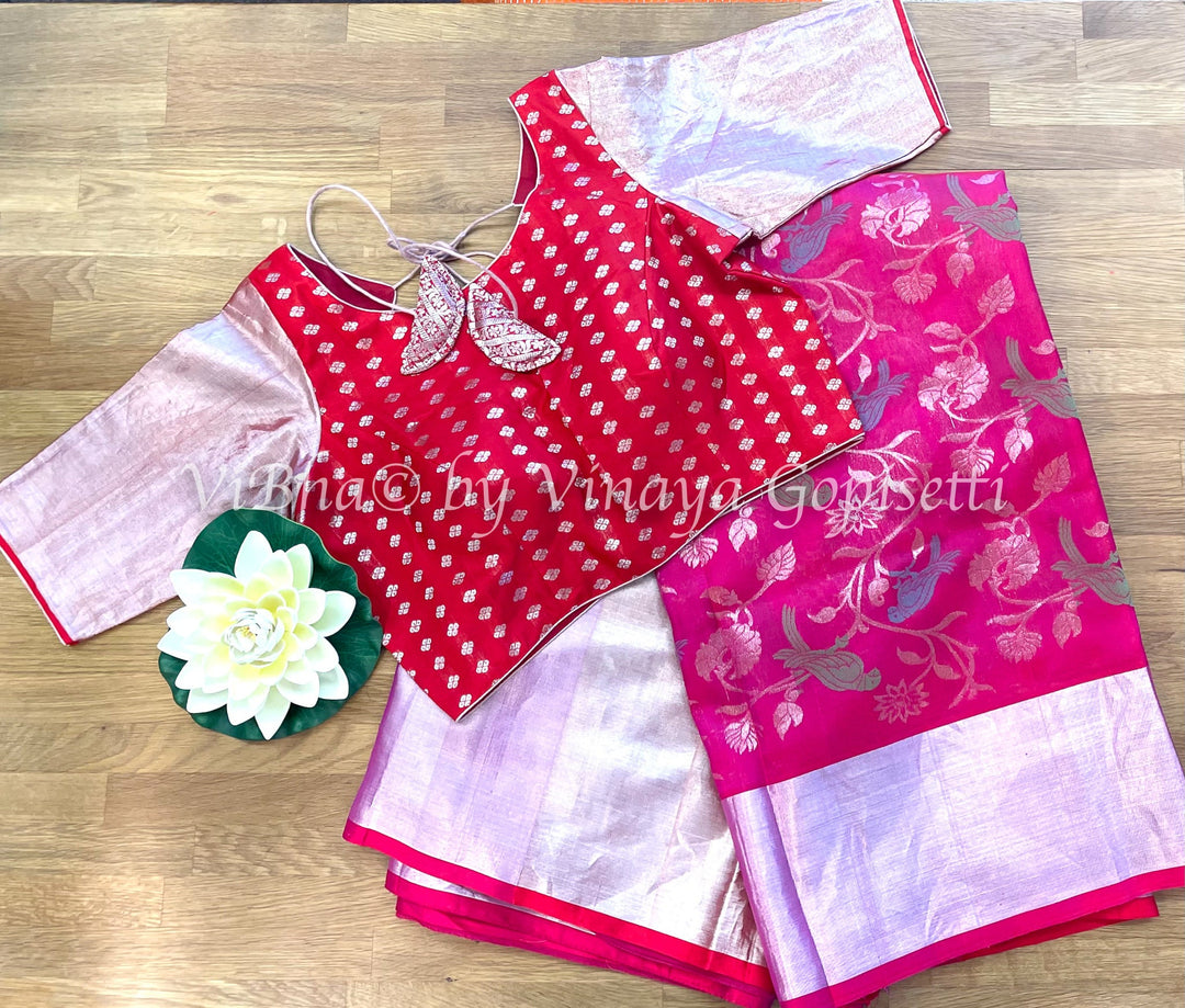Venkatagiri Sarees - Rani Pink Birds All Over Venkatagiri Saree