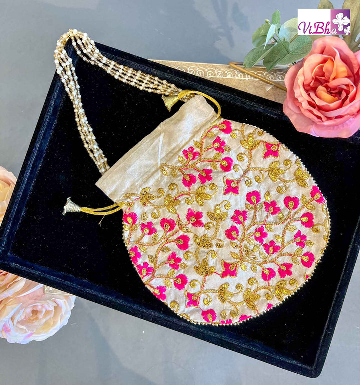 Vibha Accessories - Floral Thread Work Potli Bag